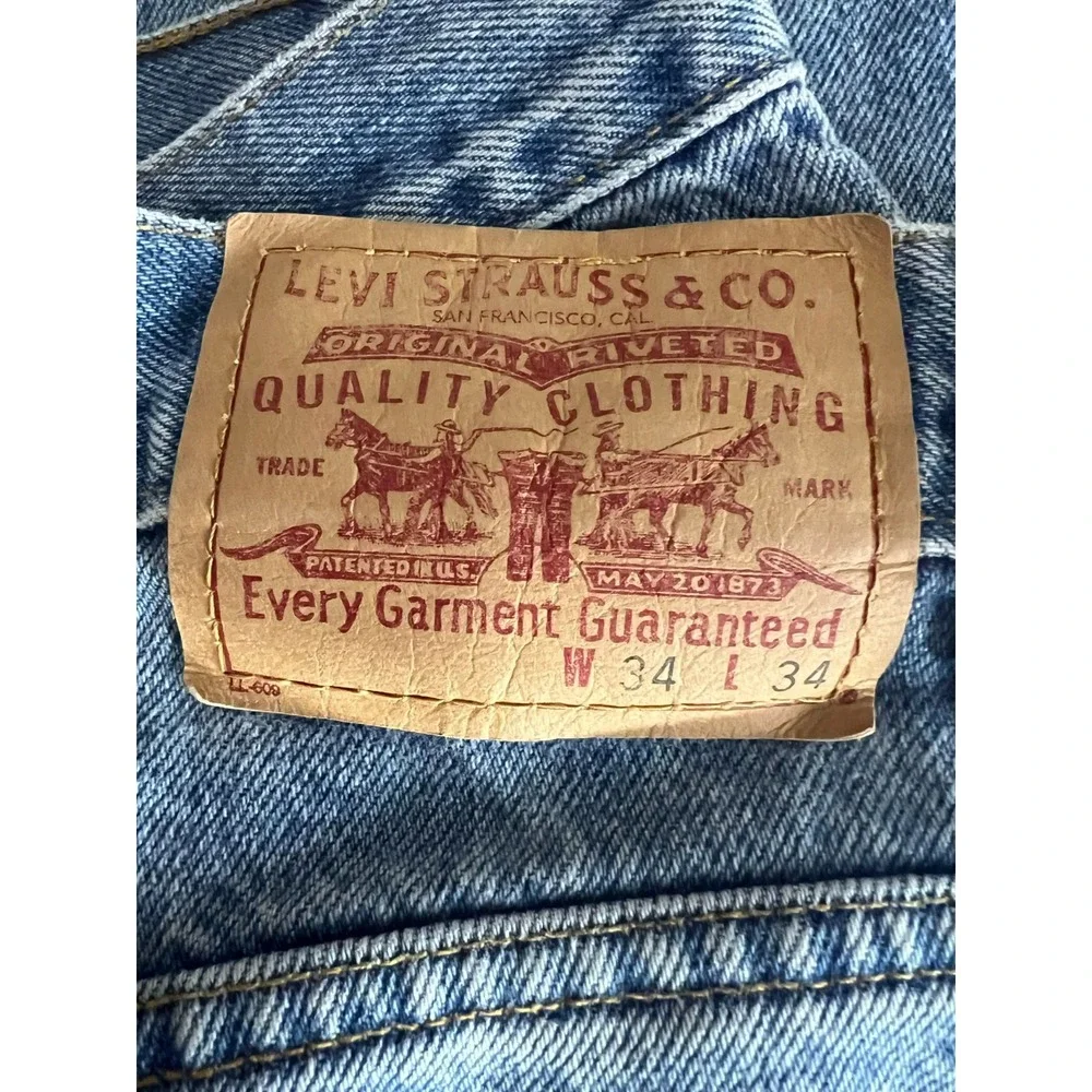 Levis Mens 34x34 559 Relaxed Straight Jeans Blue Stonewash Vintage Y2k 2002